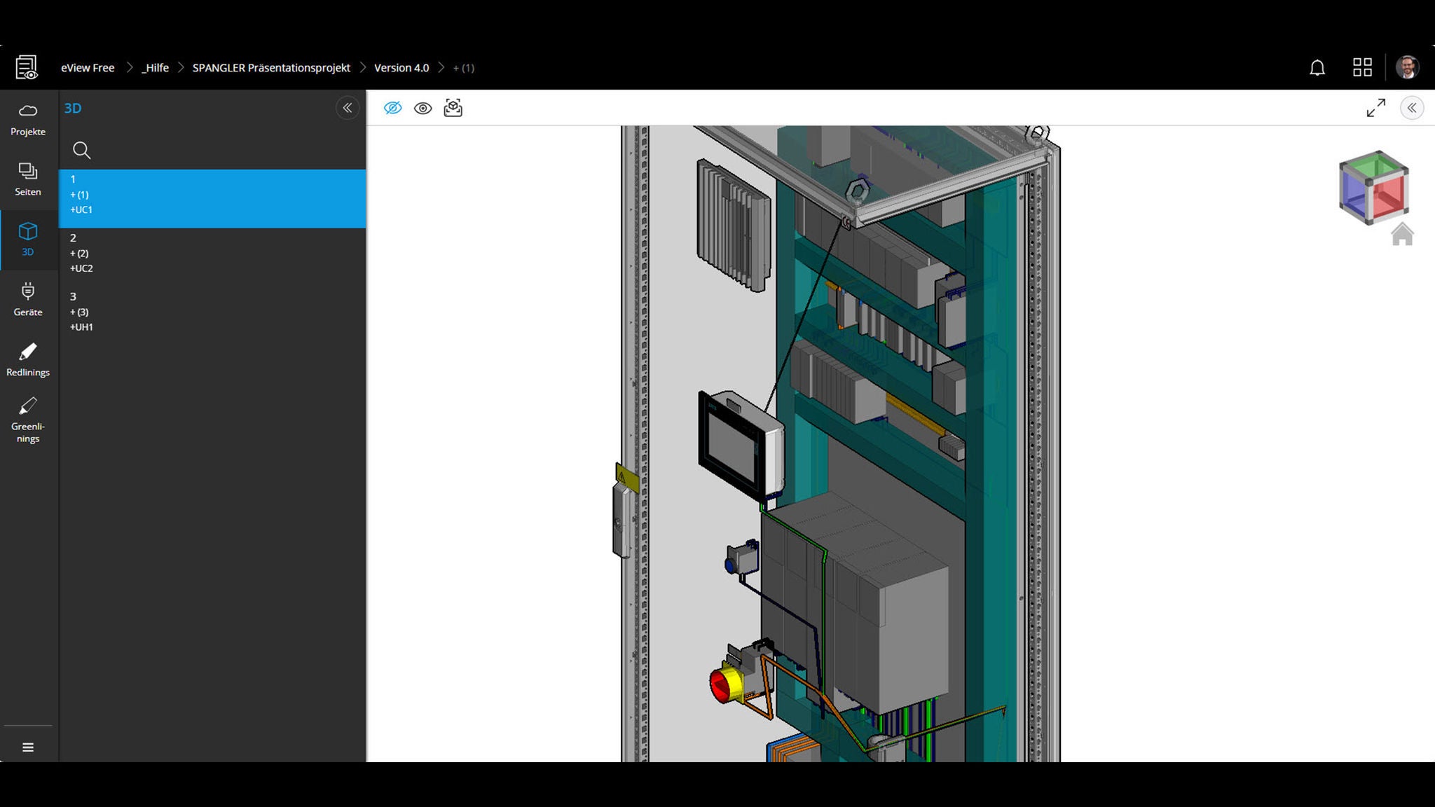 Spanngler - 3D-Layout of the control cabinet created in Eplan Pro Panel
