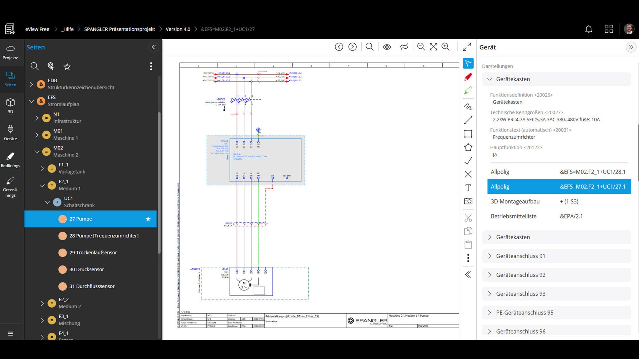 Spangler - Schematics in Eplan Electric P8 with Deviceinformation