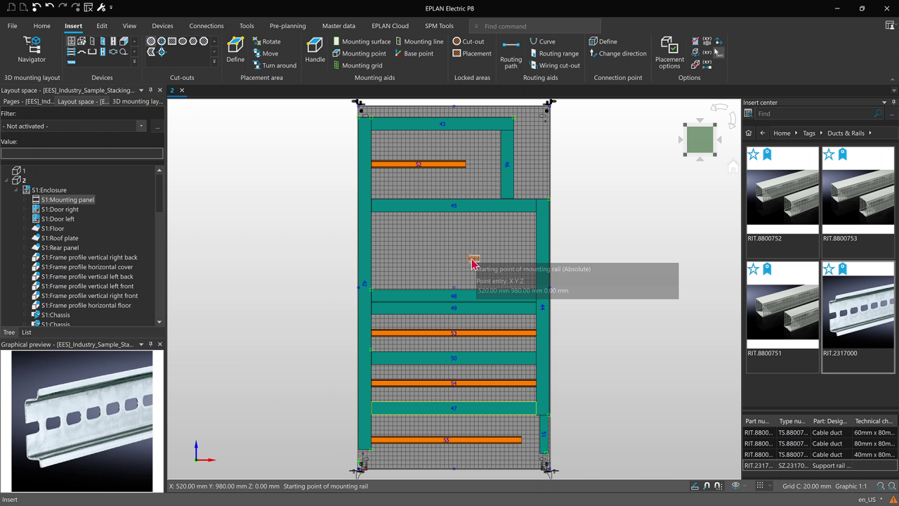 Mechanical mounting panel layout