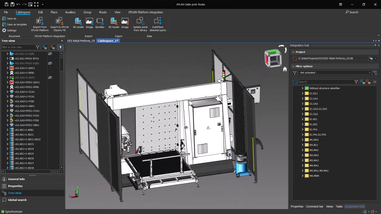 3D machine and control cabinet layout